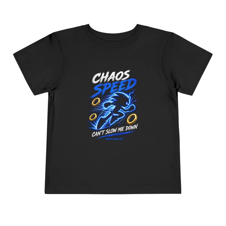 Chaos Speed Sonic Silhouette Toddler Tee | Rings, Can t Slow Me Down 150