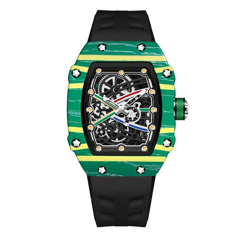 In Stock RM 6702 Slim Barrel Montre Homme Colorful Band Hollow 37.5mm Skeleton Dial Waterproof Sport Casual Quartz Wristwatch