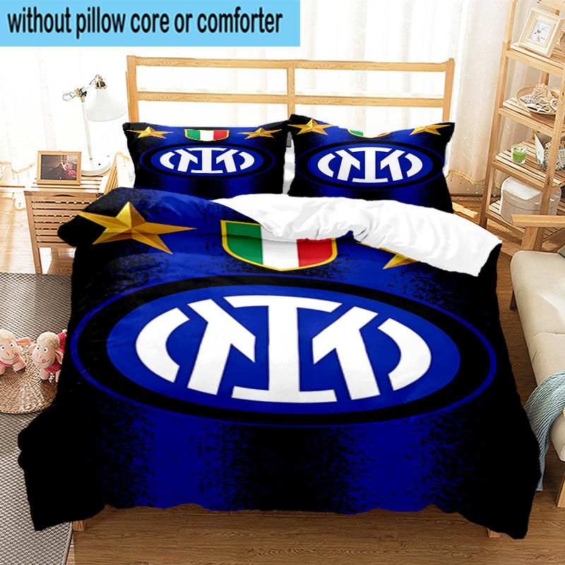 3 pezzi F.C. Set Biancheria da Letto Stampato Internazionale Milano Chiusura Copripiumino Include 1 Copripiumino & 2 Federe Set Biancheria da Letto Decorazioni per la Casa Regali