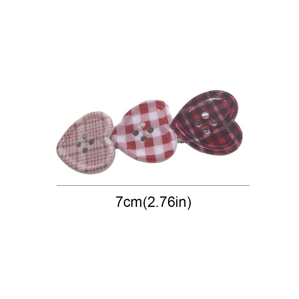 Heart Shape Plaid Hair Clip Non Slip Alligator Clip Cute Heart Hair Clip  Gifts