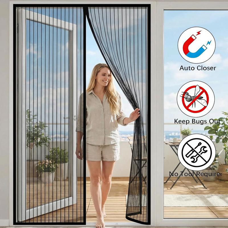 New Anti-Mosquito Mesh Auto-Close Magnetic Anti-mosquito Mesh Invisible Door Mesh Anti-bug Fly Partition Curtain Magic Mesh 70*190cm чёрный