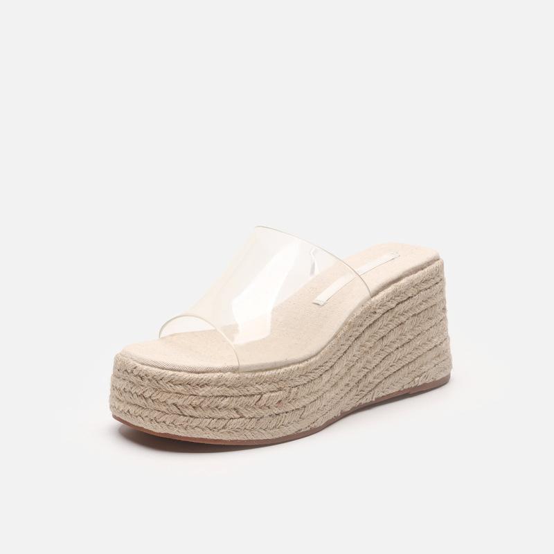 

Sandals women s slope heel large size sandals women wear thick-soled cool slippers 35 чорний