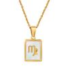 18K Gold Plated Constellation Necklace Charm Square Natural Shell 12 Signs Zodiac Pendant Necklaces for Women Girl Vogue Jewelry
