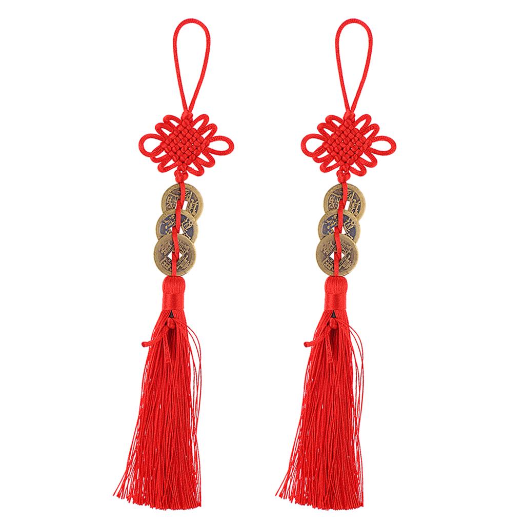 Chinese Knot Tassel Feng Shui Coin Pendant Wall Hanging Decor