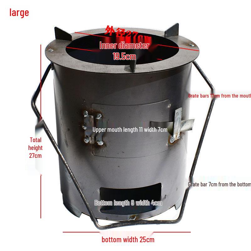 Round Multifunctional Charcoal BBQ and Tea Stove - Wood Burning Heater for Picnics and Cooking.