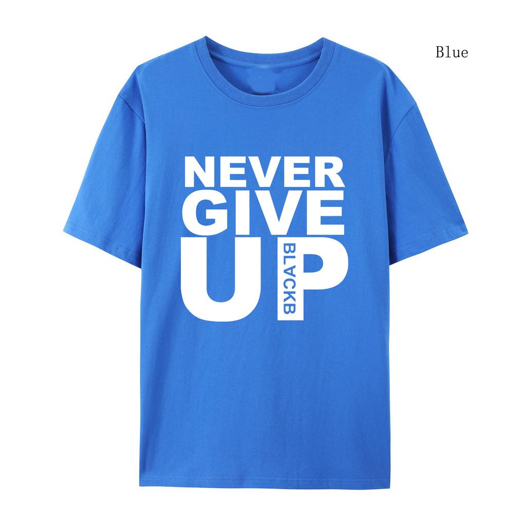 Autumn Winter Men T-shirt Tracksuit Never Give Up 100% Cotton Printed Round Neck High-quality Casual Fitness Street T-shirt