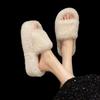 Fashion sandals Woman Real Rabbit Fur Platform Plush Fluffy Furry Slippers Ladies Winter Warm Cute Soft Home Indoor House Bridal Slipper
