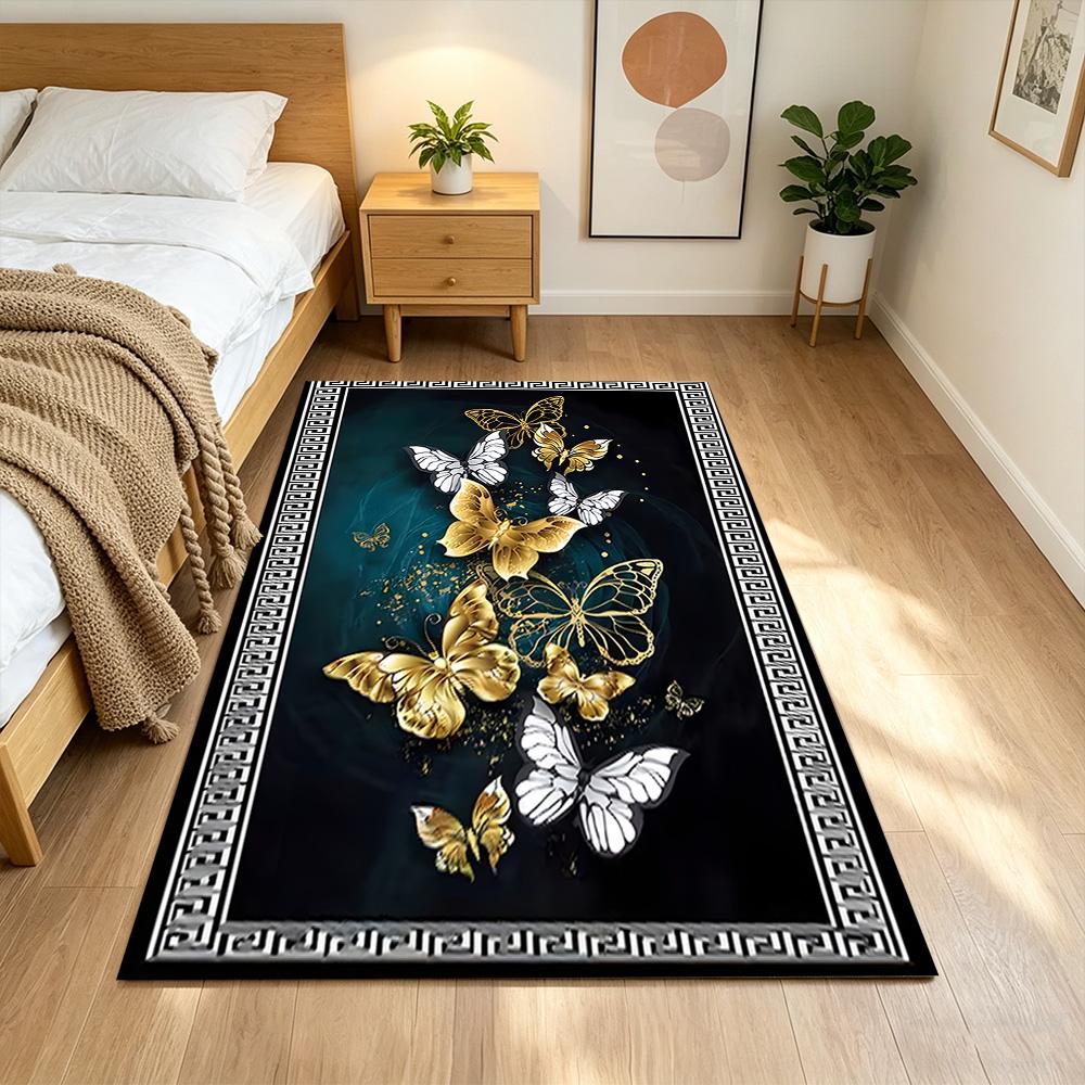 Purple Butterfly Night Magic Non-Slip Home Carpet Design for Office Decor Living Room Bedroom Gift