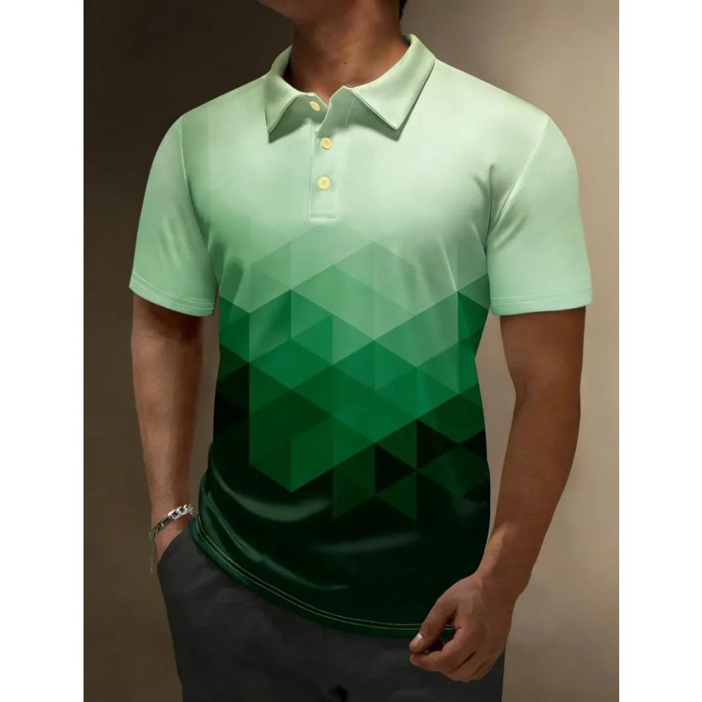 Kleurrijk Patroon Design Korte Mouw Polo Shirt Heren Mode Geprint Buiten Zomerkleding Comfortabel Polyester Vezel