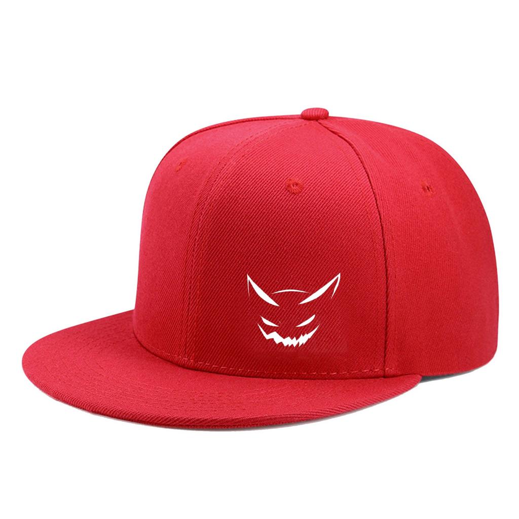 Cute expression printed flat brim baseball cap for men and women, outdoor sports event casual cap, hip-hop street
