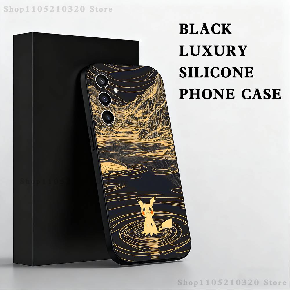 

Cartoon cute M-Mimikyu-u Phone Case For Samsung S 25,24,23,22,30,21,10,9,Ultra,Plus,Lite,FE,4,5 G Black Soft Case SamsungS25 5G