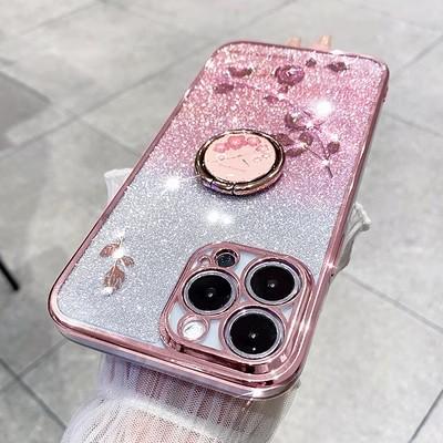 Applicable To Apple 17 Eternal Flower Mobile Phone Case Glitter Rhinestone iPhone16proMax Electroplating Anti-drop 15 Protective Case