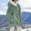 Women's Casual Solid Color Loose Plush Hooded Jacket With Pockets Zippered