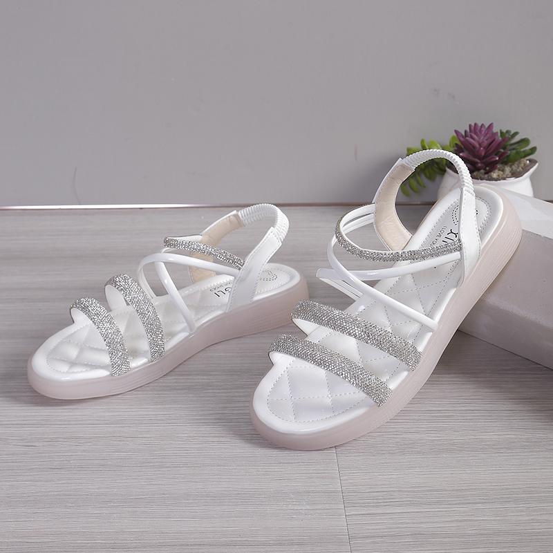 

Fashion 2025 Fashion Elastic Band Women s Sandals New Crystal Casual Summer Open Toe Plus Size Best Seller Comfortable Flat Sandals 40