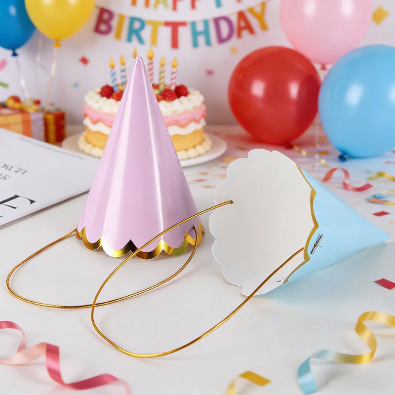 10 pieces Colorful birthday party hats | Embroidered lace cone-shaped hats, suitable for birthday parties and festivals