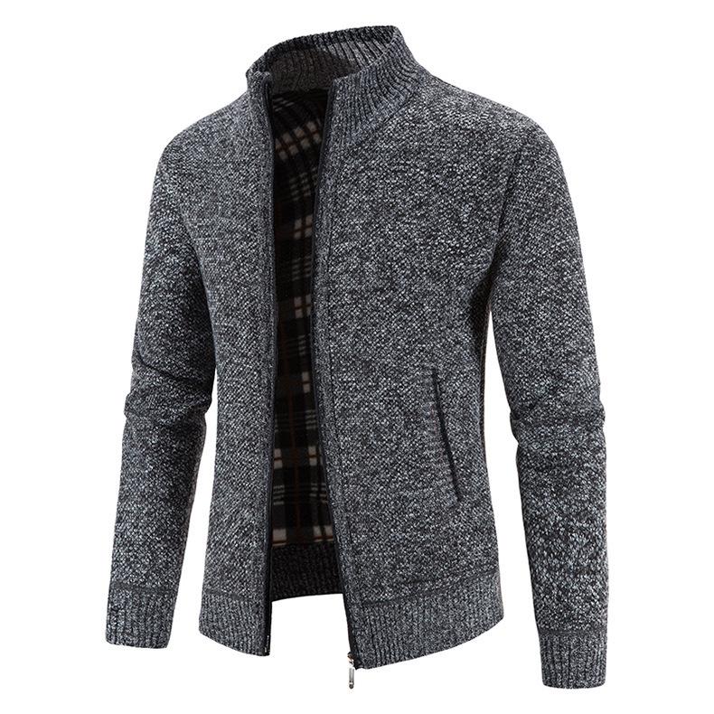Autumn Winter Warm Cardigan Men Fleece Sweaters Full Zip Jackets Slim Fit Luxury Knitted Sweater Coat American