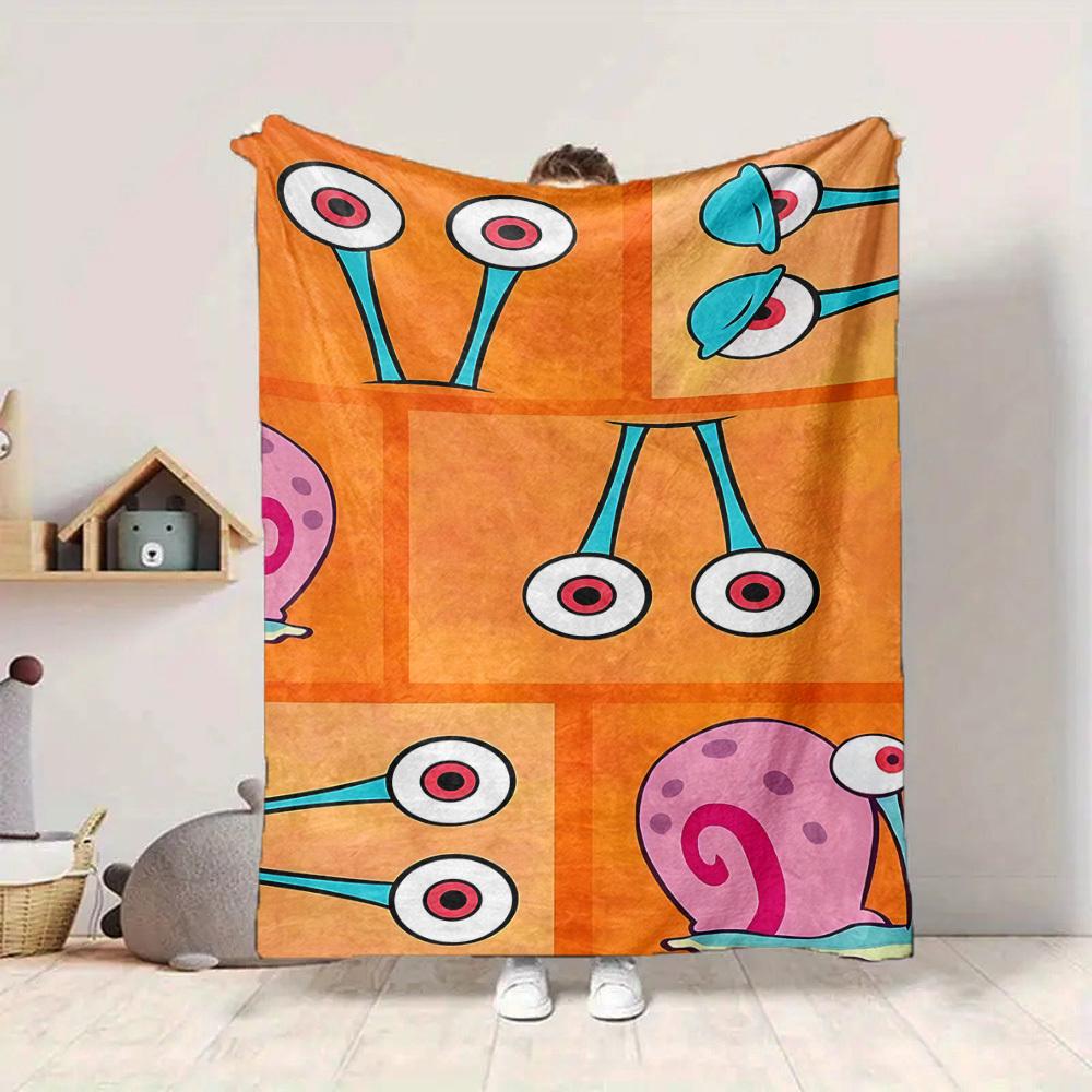 1pc SpongeBob Cozy Print Blanket Lightweight Warm Flannel Throw Blanket For Sofa, Bed, Living Room