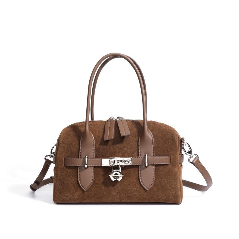Premium handbag New matte suede Boston bag Simple and versatile fashionable women's large-capacity messenger bag