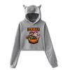 Korean Fashion Icrimax Print Kawaii Crop Top Hoodie Funny Cat Ear Cropped Short Sweatshirt Hooded Pullover Women Tops Streetwear