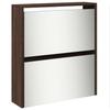 Shoe Cabinet with Mirror 5 Flip Down Compartments Brown Oak Finish 63 x 17 x 169.5 cm