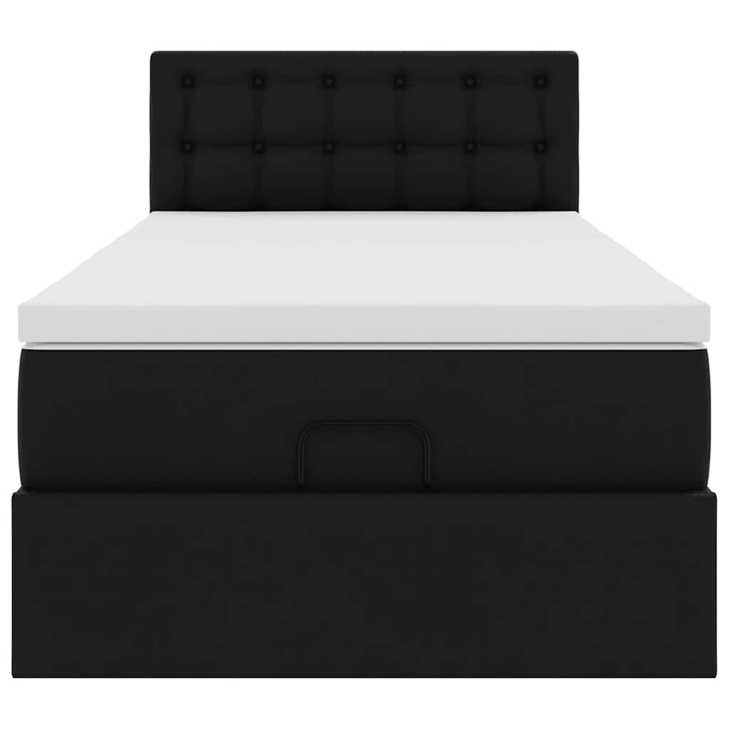 Ottoman Bed with Mattress Black 80x200 Cm Faux Leather