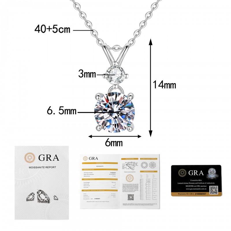 Moissanite Bow Necklace 0.5ct 1ct 2ct Clavicle Chain Women