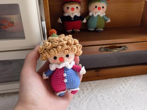 Cute Circus Clown Pendant Crochet Material Bag Handmade DIY Woolen Knitting Doll To Pass The Time During Pregnancy