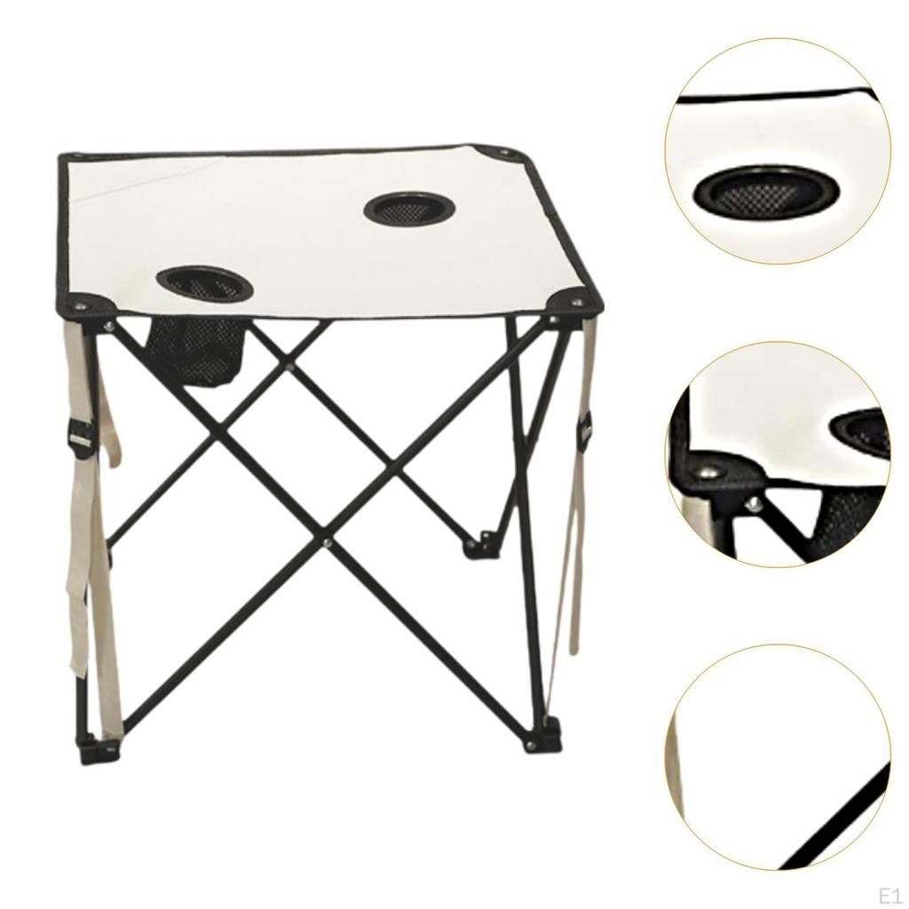 Foldable Camping Table Picnic with 2 Cup Holders Ultralight Portable Outdoor for Garden