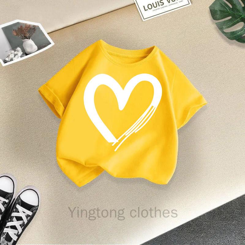 Summer Fashion Girls' Short Sleeved T-shirt Cute Printed Girls' Casual Versatile Top Cross Border