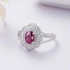 Flower design Natural longrido ruby Ring Earrings Pendant Necklace Set 925 sterling silver jewelry for women's daily party gifts