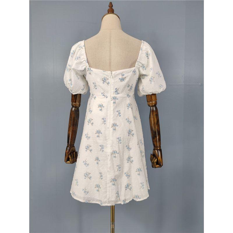 Export Summer New Arrival 2025 Exquisite Print Puff Short Sleeve A- Shaped Small Elegance Fashionable All-Matching Dress