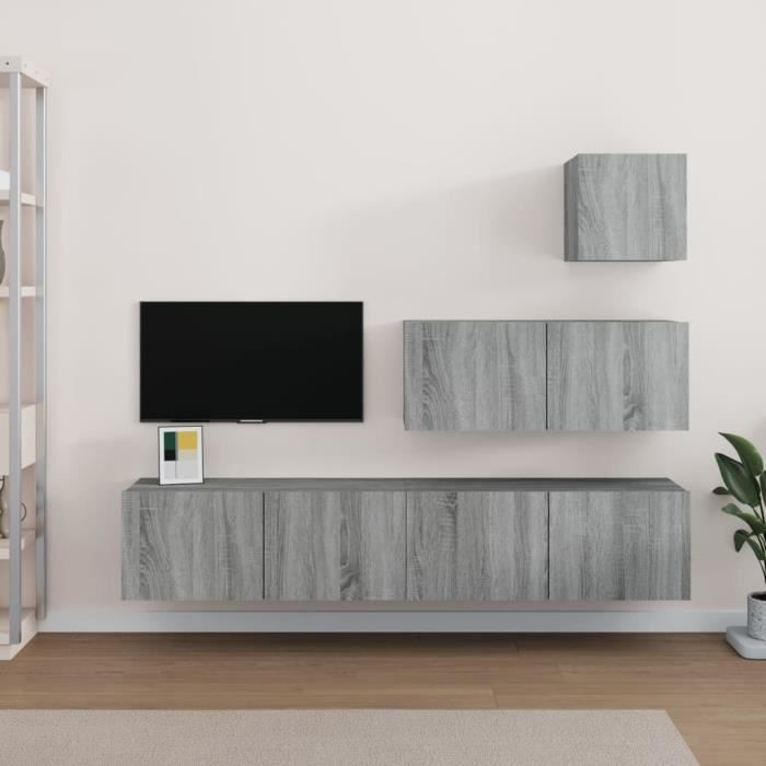 VidaXL Ensemble de meubles TV 4 pcs Sonoma gris Bois d'ingénierie 3114652