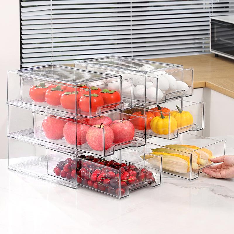 Clear Multilayer Refrigerator Organizer Box for Food, Fruit, Eggs, and Dumplings