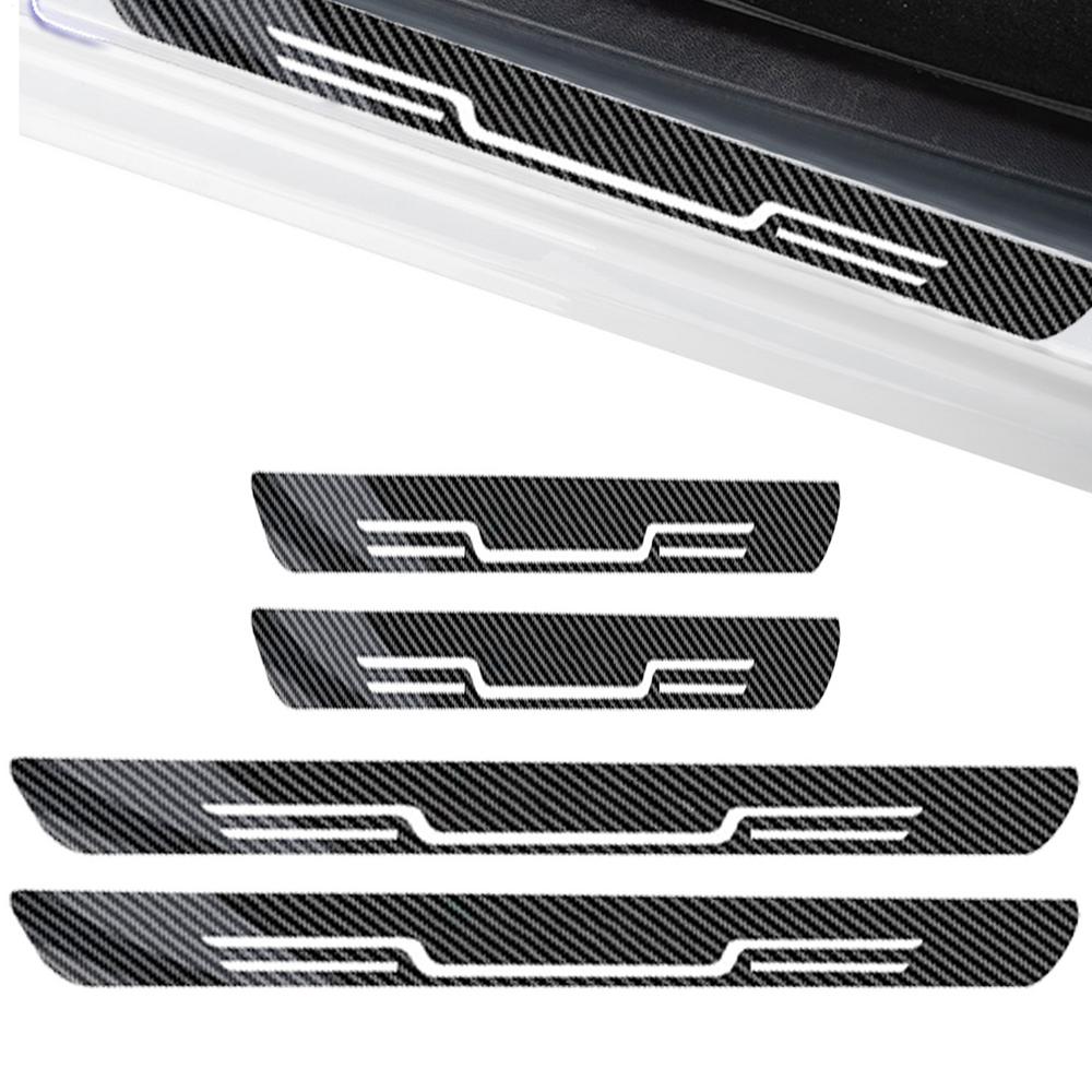 

Защита порога автомобильной двери Накладка на порог Защита порога 4 шт. Защитные наклейки на автомобиль из углеродного волокна Защита от царапин Для защиты порогов