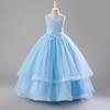 Vestito da Principessa per Bambina Elegante Matrimonio Festa di Compleanno Ballo Abito da Sera Bianco Prima Comunione Formale Abito in Pizzo per Bambine