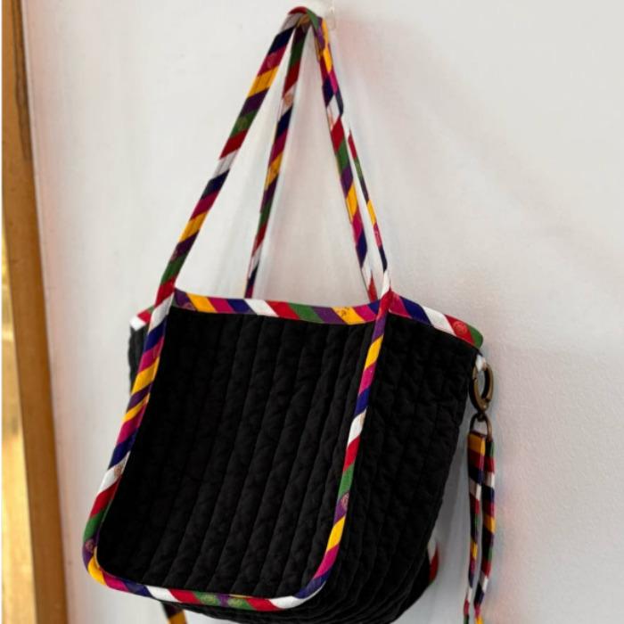 Colorful Saekdong / Dancheong Bias Quilted Crossbody Bag