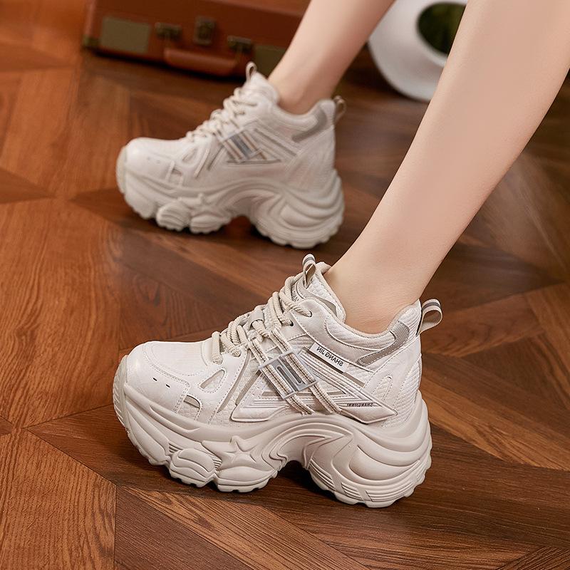 Fleece Dad Shoes Women's 2025 Autumn and Winter New Thick-soled Inner Height-increasing Women's Shoes Casual Shoes Versatile Warm High-top Shoes