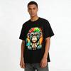 Trendy Color Block Punk Style Cute Monkey Print Casual Unisex T-Shirt Pure cotton T-shirt