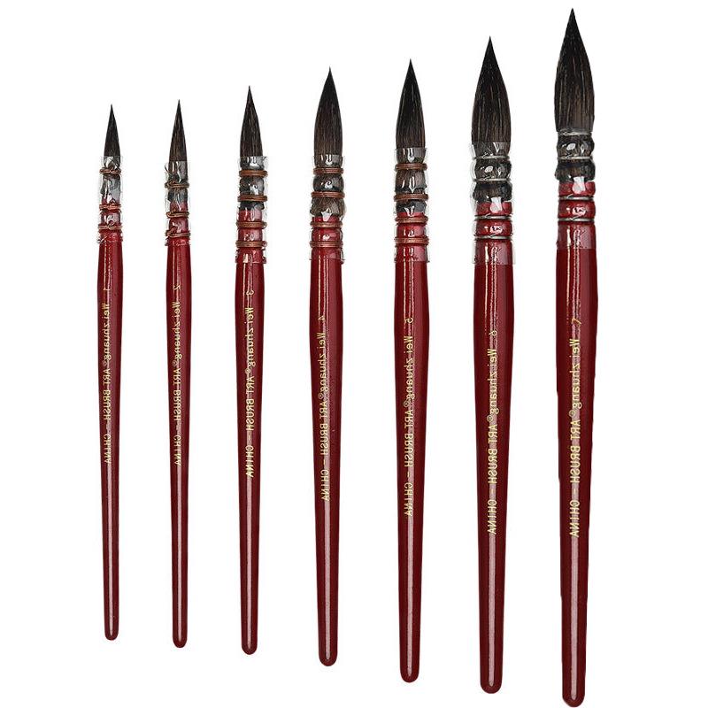 Red Round Head Watercolor Brush with Squirrel Imitation Nylon Hair for Adult Artists