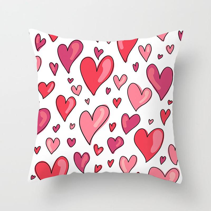 Seat Living Room Sofa Pillowcase Valentines Day Love Cushion Cover Red Pink Heart Home Decor