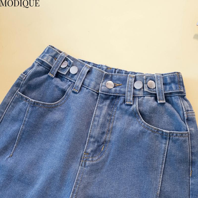 MODIQUE 2025 Nou Mărimi Mari Casual de Vară pentru Femei cu Talie Înaltă Drepți Scurți din Denim Albastru Dama Largi de Bază Pantaloni Cinci Sferturi