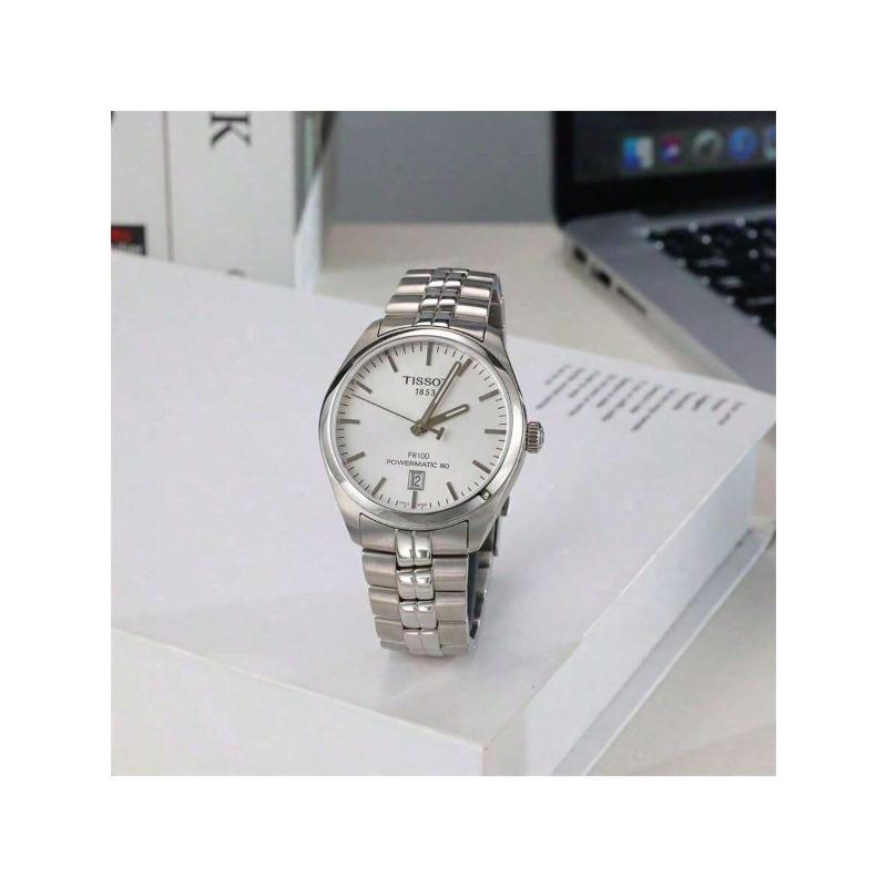 T-Classic PR 100 Automatische Mechanische Uhr, Weißes/Schwarzes Zifferblatt, Edelstahlarmband, Herrenuhr, Modell-Nr.. T101.407.11.031.00
