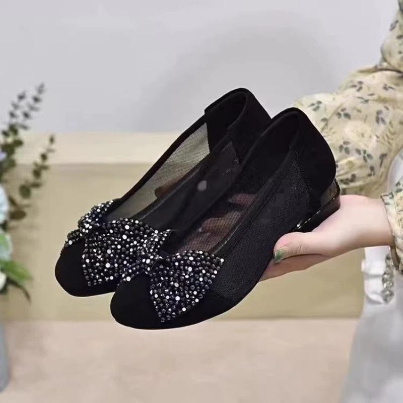 New Style Mesh Single Shoes with Matte and Hollow Mesh Surface for Women