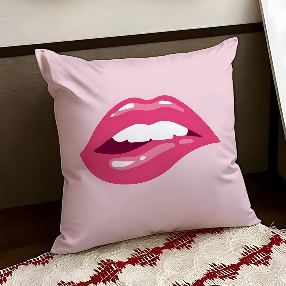 Velvet red lips Cushion Cover Reversible Soft Durable Pillow Cover Home Car MultiScene Use for Daily Comfort