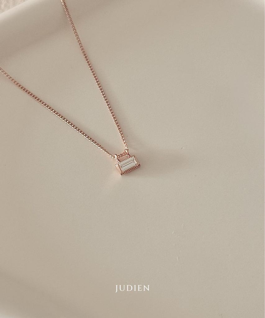 Judien 14K 18K Mini Baguette Lab Diamond Necklace (Type B)