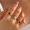 Stainless Steel Simple Geometric Square Ring Women Trendy Red Black White Enamel Finger Rings Waterproof Zircon Gift Wholesale