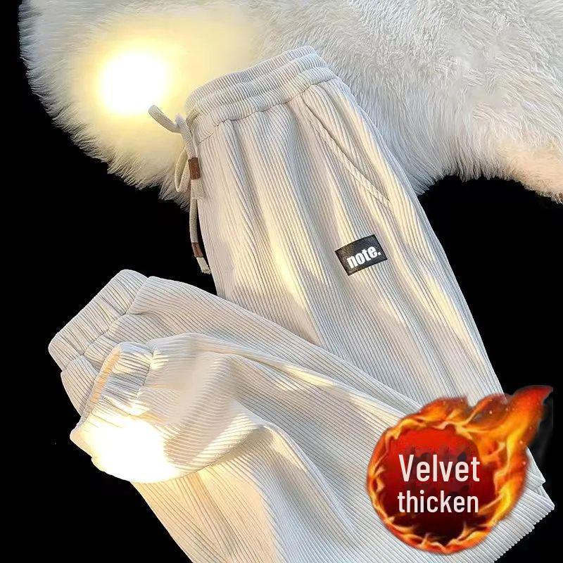 Men's Corduroy Cuffed Casual Pants - Loose Hong Kong Style, Versatile for Autumn and Winter, Trendy Design Sports Pants by [Brand Name]