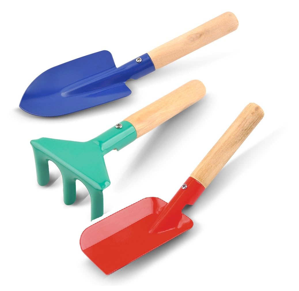 

siawadeky Садовый инструмент Детская игрушка для садоводства Включает и Садовые ручные инструменты для и Песок и Раскрашенный набор для детей, Набор из 3 предметов, Набор, Лопата, Грабли,