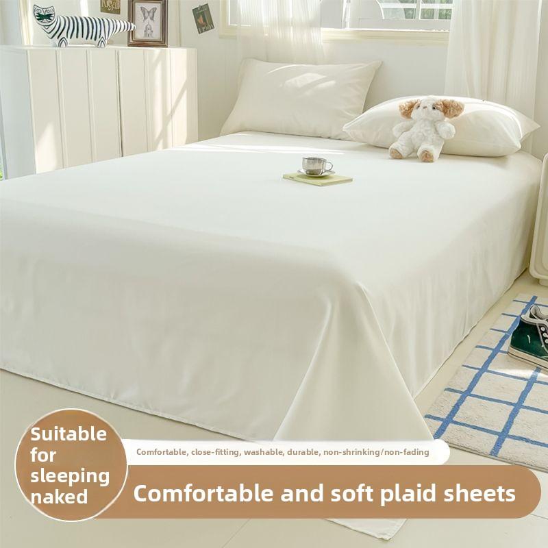 Cream Style Striped Skin-friendly Bed Sheet For Single Double Student Dormitory Household Bed