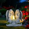Solar Powered Outdoor Garden Angel Statue With Lantern Decor Yard Patio Villa Lawn Lighting